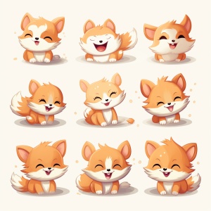 Cute Little Fox Stickers: A Brand New UI Design App Icon with Multiple Expressions
