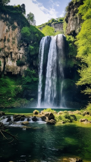 K在土耳其的西南部，有一处被大自然雕刻得如诗如画的奇迹，那就是多库扎克瀑布。这个神秘的瀑布位于多库扎克溪上游，是一个令人叹为观止的天然景观，吸引着游客和自然爱好者前来探险，感受大自然的神秘和美妙。多库扎克瀑布被誉为土耳其西南部地区最壮丽的瀑布之一。它的壮观程度不仅仅体现在水流的气势磅礴，更在于其独特的地理位置。瀑布自高处跌落，水流形成了如同水幕一般的景象，仿佛大自然为这里悬挂上了一道天然的翠绿帷幕。特别是在阳光透过树叶的缝隙照耀下，整个瀑布区域充满了梦幻般的光影效果，让人仿佛置身于仙境之中。多库扎克瀑布所在地区也是植被茂密、生态丰富的地方。周围覆盖着郁郁葱葱的森林，各类珍稀植物在这里生长，形成了一个生态系统的天堂。这里也是各种野生动物的栖息地，你可以看到松鼠、野兔等小动物在森林间穿梭，增添了这片土地的生机和活力。多库扎克瀑布不仅仅是一个让人流连忘返的自然景观，也是户外活动的绝佳场所。游客们可以选择在瀑布周围徒步探险，感受大自然的清新和湿润。在瀑布下方，有一个清澈见底的池塘，你可以在这里畅游，感受瀑布带来的清凉。这里还是摄影师的天堂，每一个角度都呈现出不同的美感