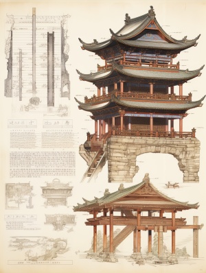 Ancient Chinese Palace: Architectural Drawings and Mortise and Tenon Wood Structure