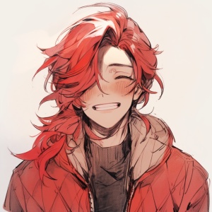红发，微笑，男生温柔，憨厚