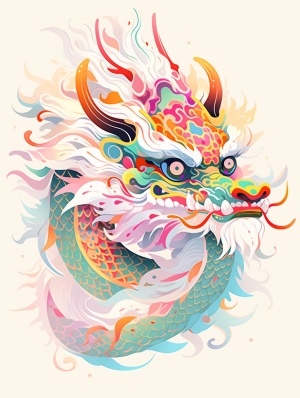 Lovely Chinese Dragon Profile: A 2D Minimalist Graphic Illustration