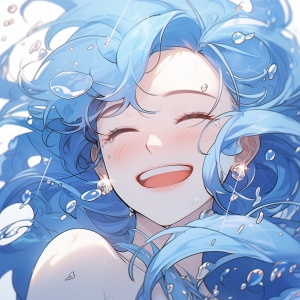 海洋中的蓝色甜美笑容