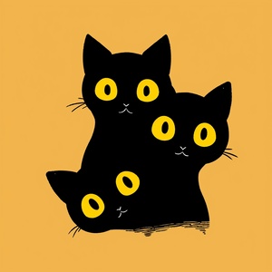 Minimalism Flat Illustration of Cute Black Cat