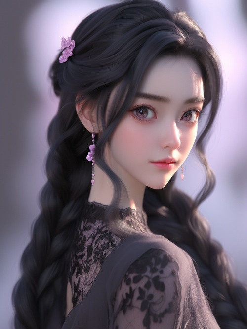 a,pretty,Chinese,woman,big,eyes,,black,hair,,in,the,style,of,Disney,animation,,dreamy,and,romantic,strong,facialexpression,,purple,and,black,,in,the,style,of,unreal,engine,5,,soft,,romantic,scenes,,32kuhd