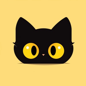Minimalism Flat Illustration of Cute Black Cat