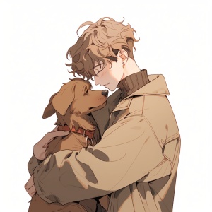 人抱着一只狗