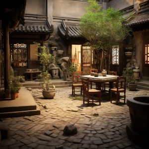 中国传统样式的沙盘石宅院