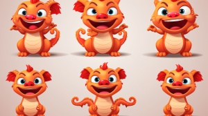 Chinese Dragon Mascot with Multiple Poses and Expressions