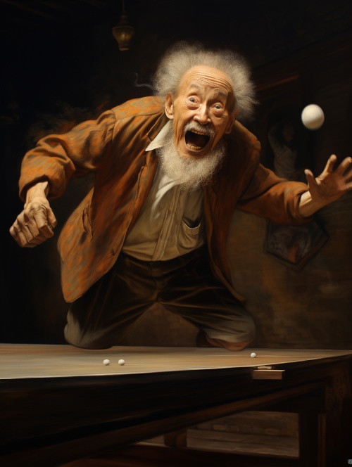 一个80多岁的中国老顽童，打乒乓球。跳舞唱歌，跑步，玩电子游戏，傻笑，看儿童书，饱满构图，