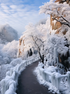 老君山金顶景区的雪后美景仙境般壮丽景象