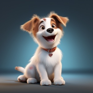 3D表情狗的多样姿势，细腻质感，工作室灯光