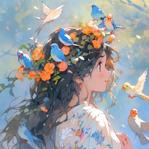 Dreamy and Romantic Anime Wallpaper in Whimsical Cartoon Style