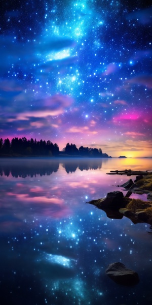 Starry Night: Aurora, Fairy Light, and Twinkling Stars
