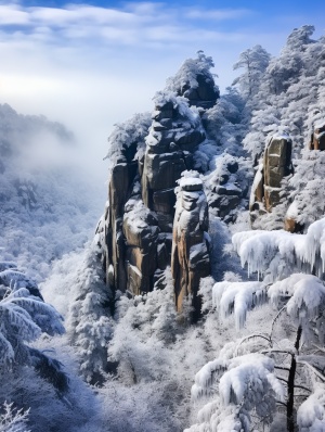 雪后美景下的老君山金顶景区