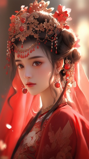 Ancient,beauty,,wedding,dress,,long,black,hair,,delicate,makeup,,exquisite,hair,accessories,,neck,ornaments,,ear,ornaments,,Fengguan,Xia,,wearing,luxurious,and,atmospheric,red,and,gold,pattern,Han,costume,,hazy,sense,,eyes,looking,at,the,camera,,surrounded,by,red,balloons,,emitting,atmosphere,around,the,body,light,,auditorium,background,,dreamlike,sense,,hazy,sense,,ancient,style,,perfect,composition,,fine,details,,movie,texture,,8k,,masterpiece,,quadratic,illustration.,s200,niji5