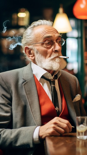 Kodak,Portra,400，Leica,NoctiluxM,50mm,0.95,伦敦咖啡馆内叼烟斗的老人,特写