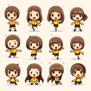 Cute Little Girl in Various Poses and Expressions