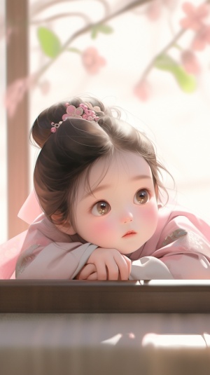 中国风女孩思考的细节设计与动画照明