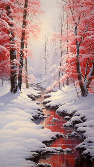 现实主义,,图片,,浪漫主义,,4,8,0,p,,棉花糖树,,柔和的发光窗,,2,0,5,6,,雪洞,,晴朗的天气,,亮点,,树,,湖,,悸动,,森林中间的雪路墙,,童话,,桑德拉,,红色,,2,0s,,山上有一些被雪覆盖的红叶李小树,,冬天的冰雪场景,,和明亮的灯光,,超广角镜头,,超细节,,真实,,梦幻,,8K分辨率.,超广角，大气，超真实，8K，史诗般的构图，电影，辛烷渲染，艺术站景观长焦