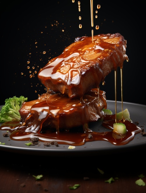 pork,chops,with,sauce,splashing,out,onto,a,plate,,in,the,style,of,hyper-realistic,atmospheres,,[](https:goo.glsearch?artist%20),,uhd,image,,industrial,design,,neogeo,,candycore,,brown,and,black,ar,71:128