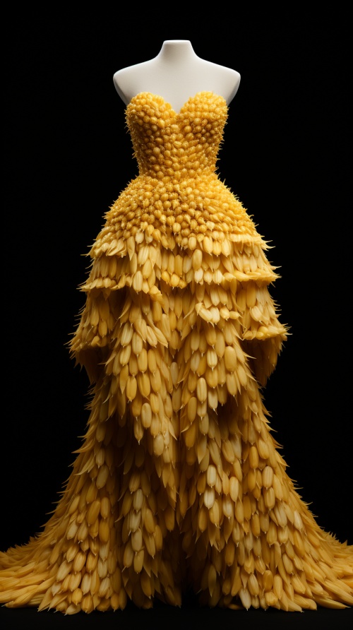用玉米粒做的一件连衣裙
