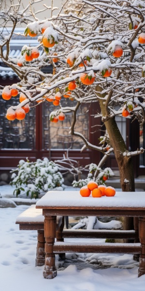 Dreamy and Artistic Courtyard with a Small Persimmon Tree