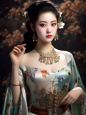 古风少女中国古代美人，柔美细节尽显