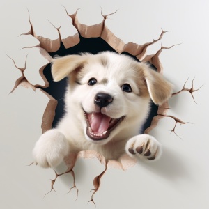 可爱搞笑的狗狗3D贴纸白底AR展示