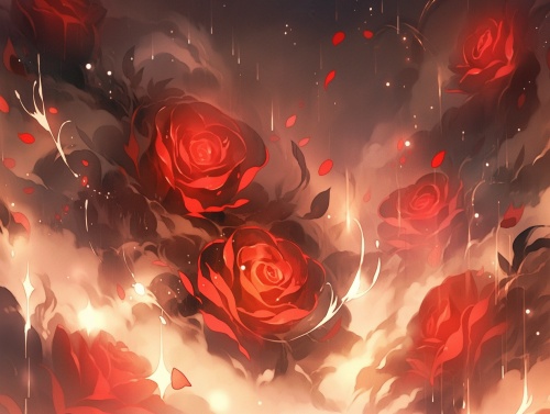 硝烟中盛开的红玫瑰，唯美意境
