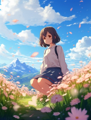 A Girl on the Flower-Filled Mountain