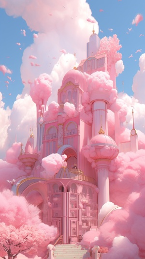 A,lot,of,mysterious,and,majestic,pink,buildingsinside,the,clouds,,dreamy,clouds,,in,the,style,ofgothic,architecture,,gigantic,scale,,an,expansiveview,of,building,,mysterious,and,layers,,animehouse,concept,art,,whimsical,illustrations,,raytracing,,golden,light,,ambient,sense,lighting,,in,the,style,of,realistic,and,hyper-detailedrenderings,,8K,super,detailed,ar,3:4,S,750niji,5