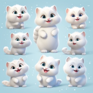Cute and Soft Puppet Cat Standing on Snow in Disney Anime Style