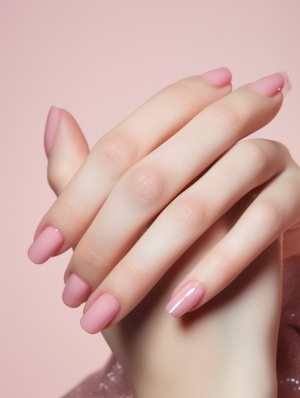 The,beauty,did,a,pink,manicure,in,a,minimalist,style
