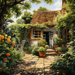 花园小屋与庭院盆栽之美