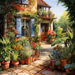 花园小屋与庭院盆栽之美