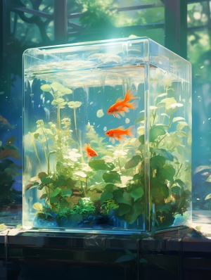 dreamy,summer,heat,by,summer,breeze,The,background,of,the,fishtank,,the,qirl,in,the,fishtank::1.05,fishtank,on,floor,and,interior,decoration,,light,green,and,light,blue,,in,the,style,of,anime,art,,romantic,light,,by,James,Jean::1.05s200ar,3:4niji,5、(°、。7|、~\じしf_,,)ノ