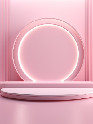 a,pink,background,with,a,circular,stage,,in,the,style,of,vray,,light,white,and,bronze,,contrasting,backgrounds,,soft,lighting,,realistic,forms,,studio,light,,linear,simplicity