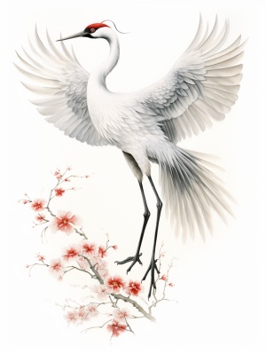 仙鹤中国传统版画