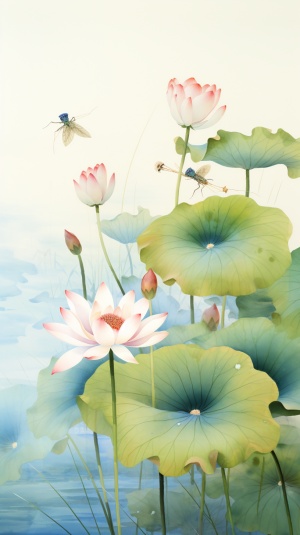 An,ancient,Chinese,poem"There,is,no,lotus,blooming.,,in,early,puberty,,Dragonflies,are,flying,above.",is,a,poetic,masterpieceWiththe,rhythm,of,the,water,as,its,quideIt,sails,into,the,night,side,by,side.The,use,of,light,greensoft,blue,,tinted,in,Chinese,redand,muted,earth,tones,creates,a,harmonious,balanceDepicted,in,The,Song,Dynastystyle(960-1279),