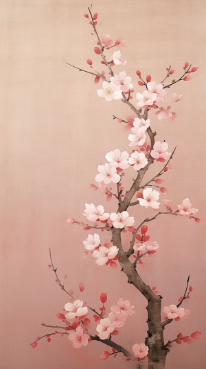 一首中国古诗"；在那里，在青春期早期，是一幅富有诗意的杰作，它的在宋代风格（960-1279）中，运用淡绿色、柔和的粉色、红色，创造了一种和谐的平衡。一片樱花林。粉色的樱花如雪般飘落，落在地上，化作一片粉色的地毯。漫步其中，仿佛置身于一个梦幻般的世界，