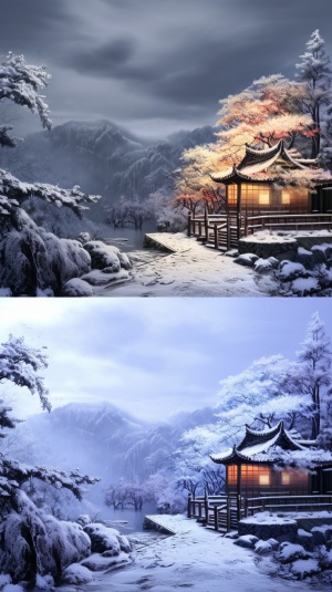 画一副“小雪”风景，布局合理，最佳画质，大师作品