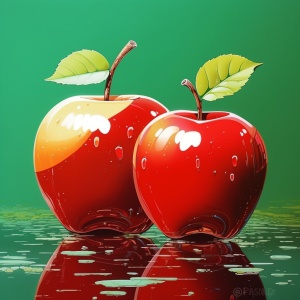 红通通晶莹剔透的两个苹果