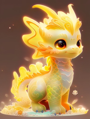 Charming Luminous Dragon Figurine: A Cute 32K UHD Character Illustration