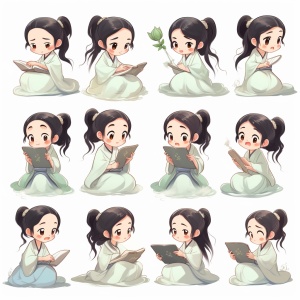 Cute Emoticons: A Delightful Animated GIF of a Little Girl in Yumei Style