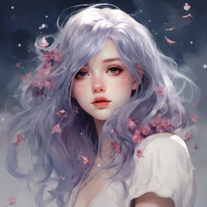 Aurorapunk: Delicate Flowers of a Purple-haired Girl
