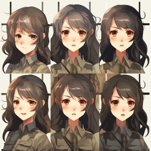 12 square,,border,,quadrangle,,illustration,,two,people,,a,young,soldier,in,camouflage,and,a,beautiful,young,girl,standing,,Girl,black,long,hair,,head,curtain,micro,volume,,(girl,wearing,casual,clothes,1.8),face,close-up,,expression,close-up,,body,expression,,exaggerated,action,,all,kinds,of,emotions,,all,kinds,of,expressions,,white,background,,q,version,,clear,outline,,perfect,details,,clear,boundaries,,no,cross,,8K,,24,square,layout