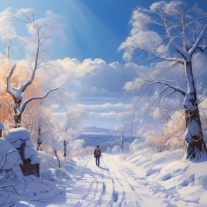 东北冬季白雪皑皑中的美丽光影