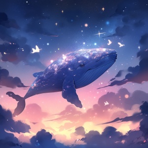 星空，在银河中遨游的鲸