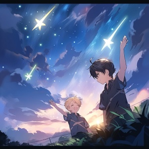 夜空中两帅哥抓星星，浪漫撩人