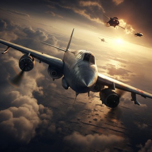 飞机起飞的3D感与旁边的战斗机